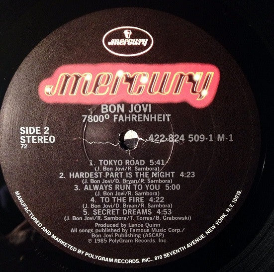 Bon Jovi : 7800° Fahrenheit (LP, Album, PRC)