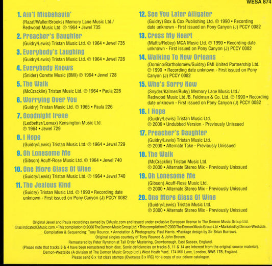 Bobby Charles : Walking To New Orleans - The Jewel And Paula Recordings 1964-1965 (CD, Comp)
