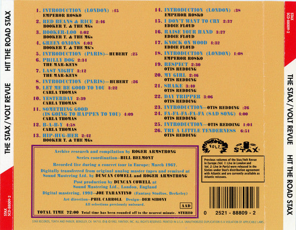 Various : The Stax/Volt Revue Hit The Road Stax Volume 3 Live In Europe (CD, Album)