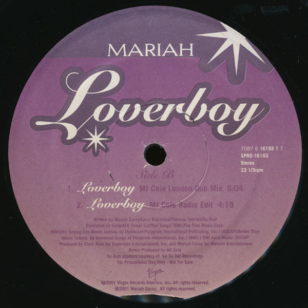 Mariah Carey : Loverboy (2x12", Promo)