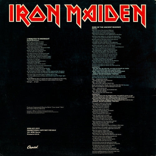 Iron Maiden : 2 Minutes To Midnight (12", Single, Promo)