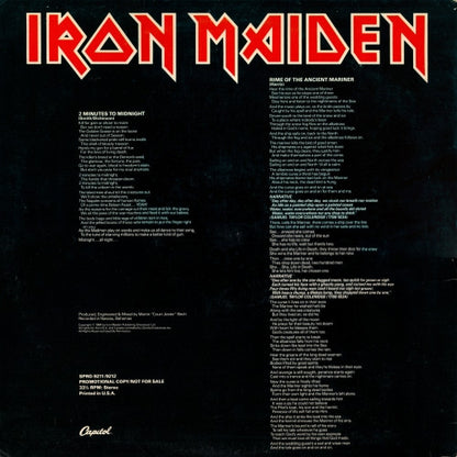 Iron Maiden : 2 Minutes To Midnight (12", Single, Promo)