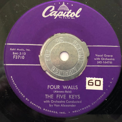 The Five Keys : Four Walls (7", Scr)