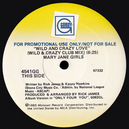 Mary Jane Girls : Wild And Crazy Love (12", Promo)
