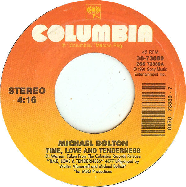 Michael Bolton : Time, Love And Tenderness (7", Single, Styrene)