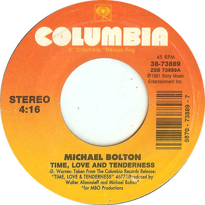 Michael Bolton : Time, Love And Tenderness (7", Single, Styrene)