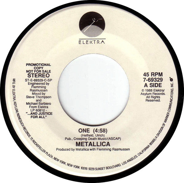 Metallica : One (7", Single, Promo, SP )