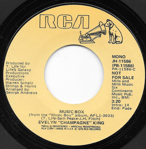 Evelyn King : Music Box (7", Mono, Promo, Styrene)
