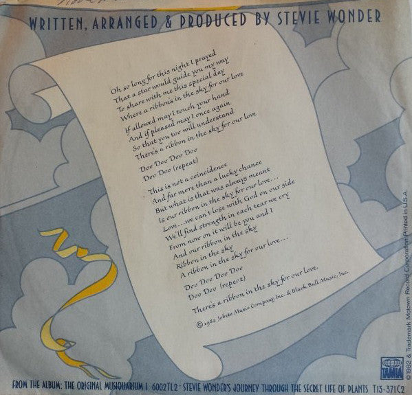 Stevie Wonder : Ribbon In The Sky (7", Promo)