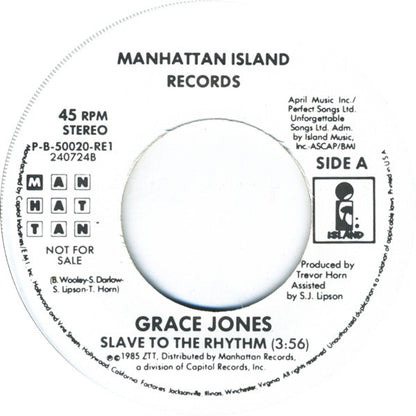 Grace Jones : Slave To The Rhythm (7", Promo)
