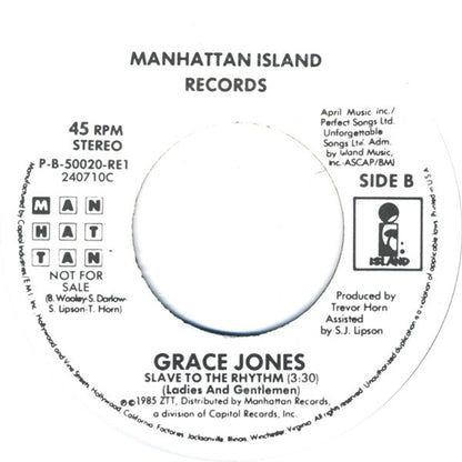 Grace Jones : Slave To The Rhythm (7", Promo)