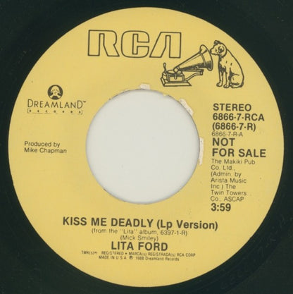 Lita Ford : Kiss Me Deadly (7", Single, Promo)