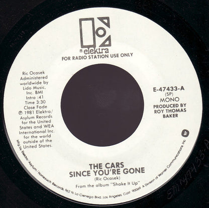 The Cars : Since You're Gone (7", Single, Mono, Promo, Spe)
