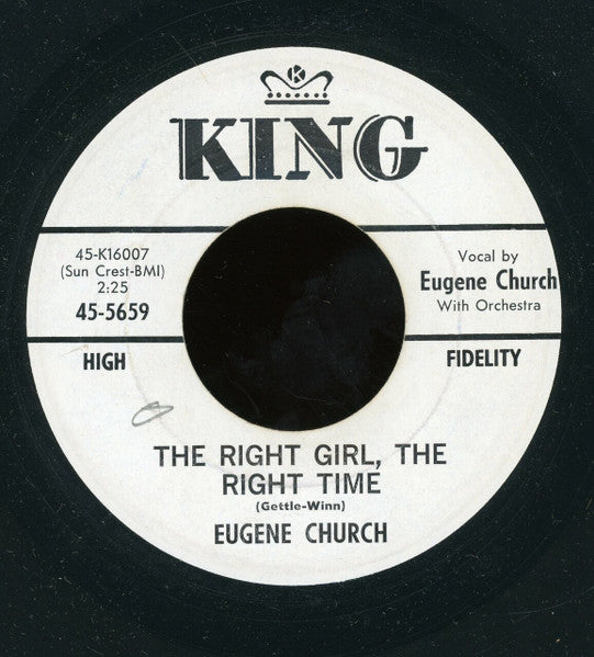 Eugene Church : The Right Girl, The Right Time / Pretty Baby Won't You Come On Home (7", Single, Promo)