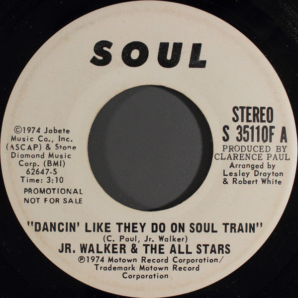Junior Walker & The All Stars : Dancin' Like They Do On Soul Train (7", Single, Mono, Promo)