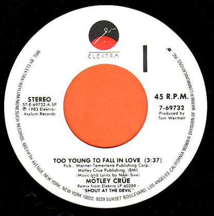 Mötley Crüe : Too Young To Fall In Love (Remix) (7", Single)