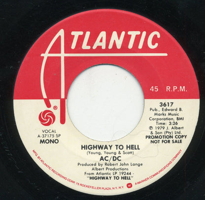 AC/DC : Highway To Hell (7", Mono, Promo, SP)
