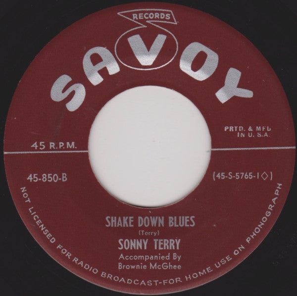 Sonny Terry & Brownie McGhee : Hootin' The Blues / Shake Down Blues (7", Single)