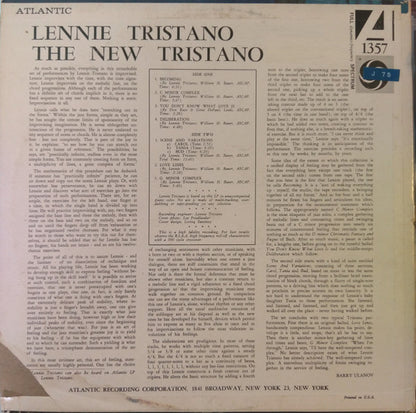 Lennie Tristano : The New Tristano (LP, Album, Mono)