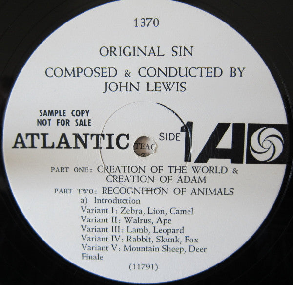 John Lewis (2) : Original Sin (Music For Ballet Composed By John Lewis) (LP, Mono, Promo)
