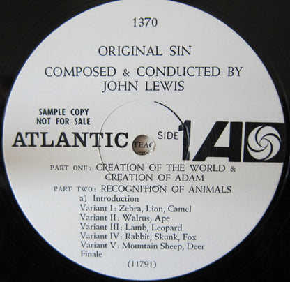 John Lewis (2) : Original Sin (Music For Ballet Composed By John Lewis) (LP, Mono, Promo)