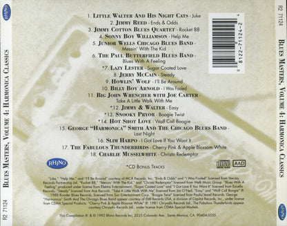 Various : Blues Masters, Volume 4: Harmonica Classics (CD, Comp, RM)