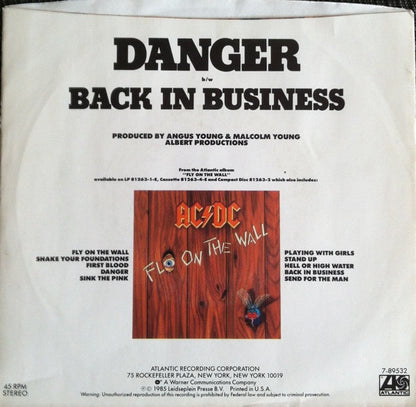 AC/DC : Danger b/w Back In Business (7", SP)