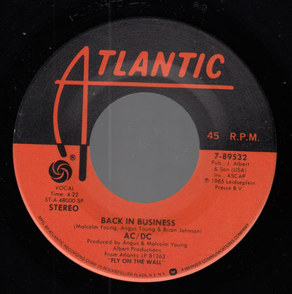AC/DC : Danger b/w Back In Business (7", SP)