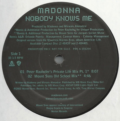 Madonna : Nobody Knows Me (12", Single, Promo)