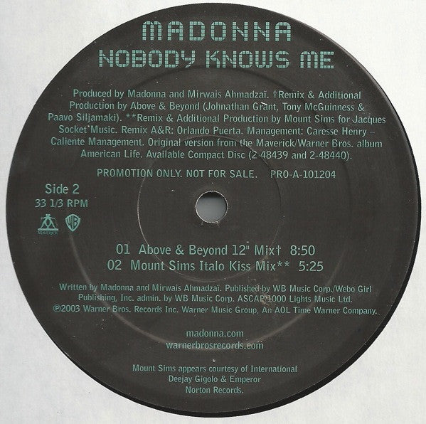 Madonna : Nobody Knows Me (12", Single, Promo)