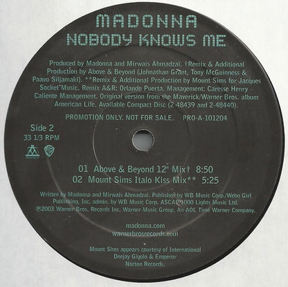 Madonna : Nobody Knows Me (12", Single, Promo)