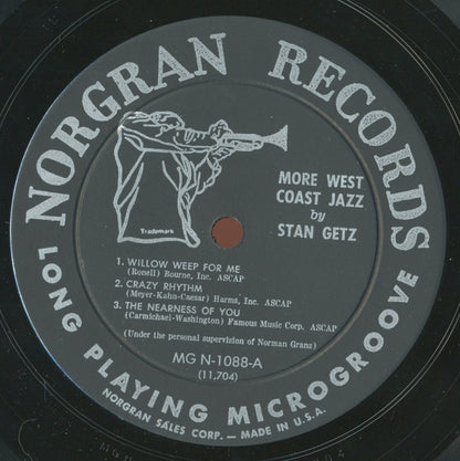 Stan Getz : More West Coast Jazz (By Stan Getz) (LP, Album, Comp, Mono)