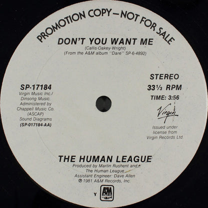 The Human League : Don't You Want Me (12", Promo)