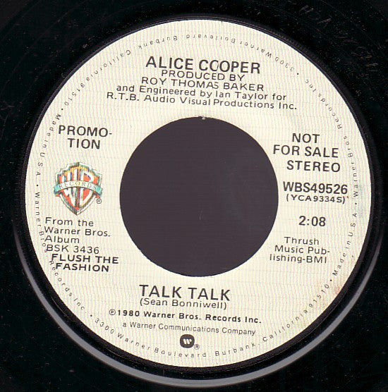 Alice Cooper (2) : Talk Talk (7", Single, Mono, Promo)