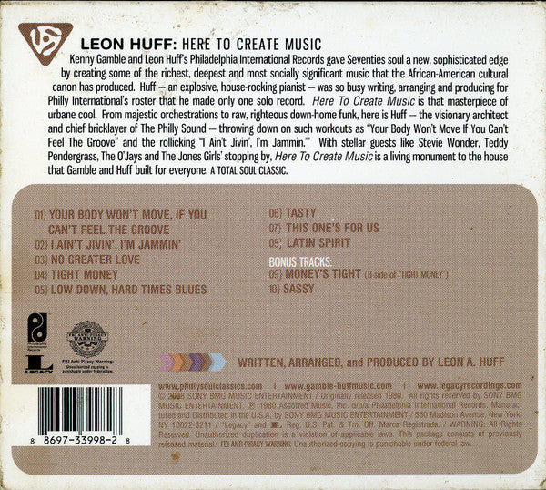 Leon Huff : Here To Create Music (CD, Album, Enh, RE)