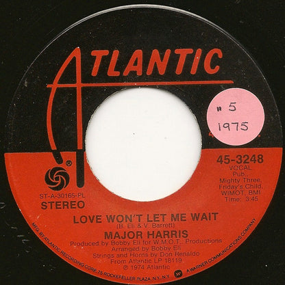 Major Harris : Love Won't Let Me Wait (7", Single, Pla)