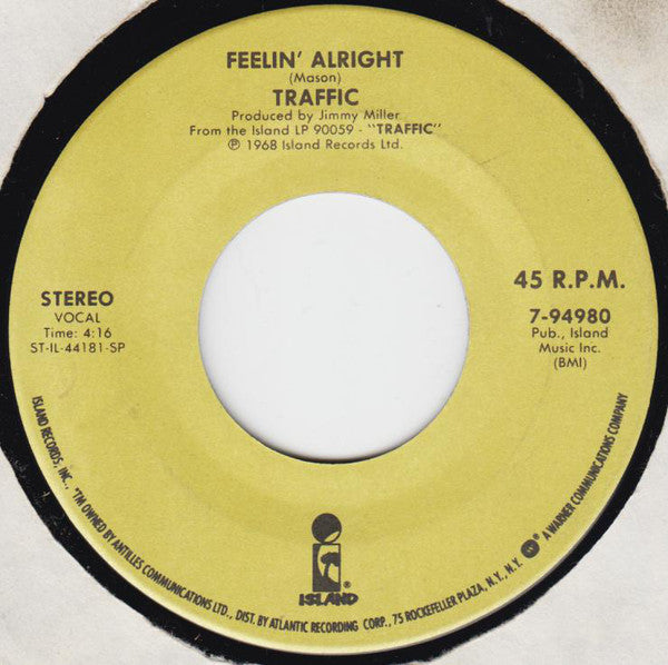 Traffic : Glad / Feelin' Alright (7", Single)