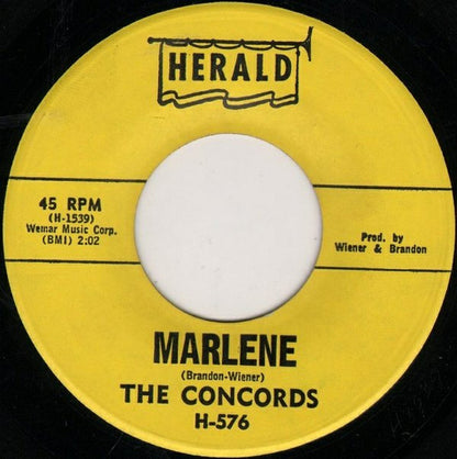The Concords (3) : Marlene / Our Love Wasn't Meant To Be (7", Single)