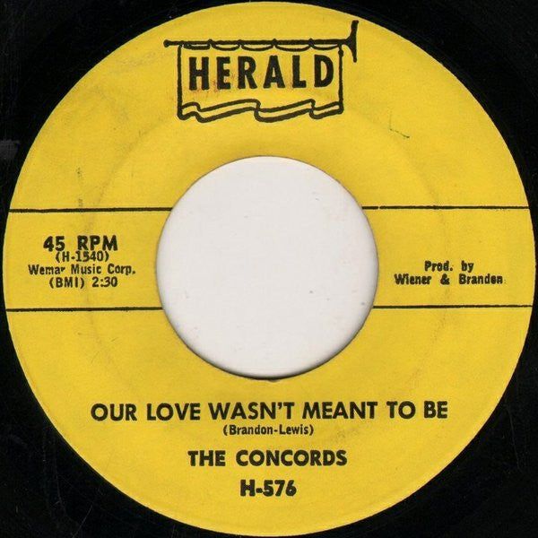 The Concords (3) : Marlene / Our Love Wasn't Meant To Be (7", Single)