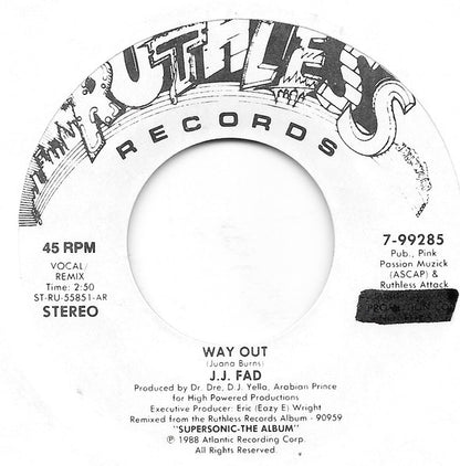 J.J. Fad : Way Out (7", Single, Promo)