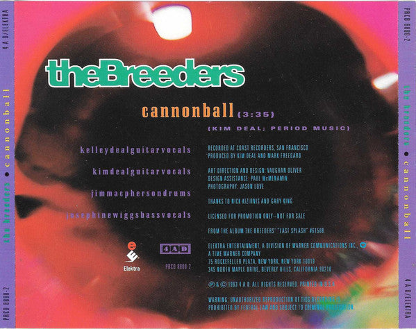 The Breeders : Cannonball (CD, Single, Promo)