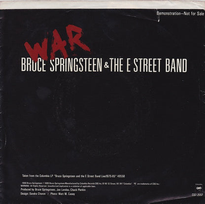 Bruce Springsteen & The E-Street Band : War (7", Single, Promo, Styrene)