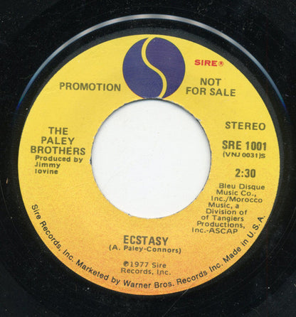 Paley Brothers : Ecstasy (7", Single, Mono, Promo)