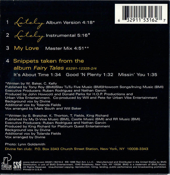Divine (2) : Lately (CD, Single)