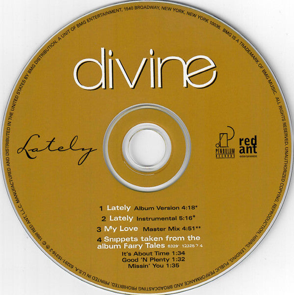 Divine (2) : Lately (CD, Single)