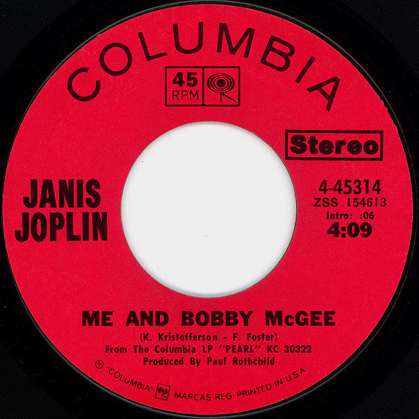 Janis Joplin : Me And Bobby McGee (7", Single, Styrene, Pit)