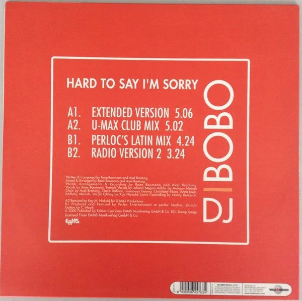 DJ BoBo : Hard To Say I'm Sorry (12")