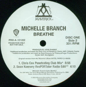 Michelle Branch : Breathe (2x12", Promo)