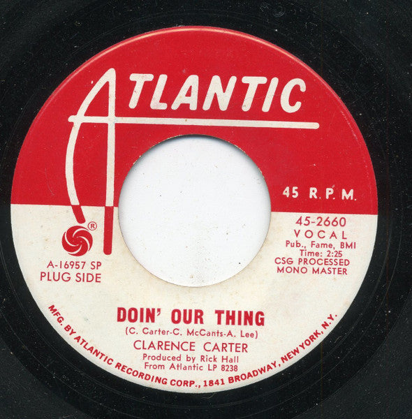 Clarence Carter : Doin' Our Thing / I Smell A Rat (7", Single, Promo, SP )