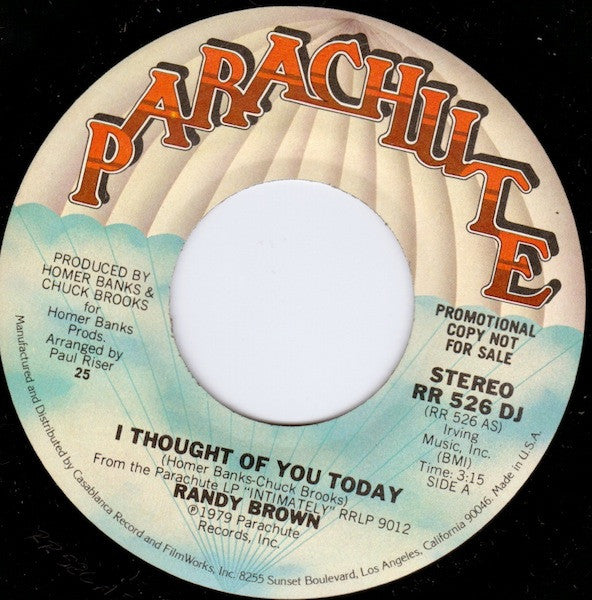 Randy Brown (2) : I Thought Of You Today (7", Single, Promo)